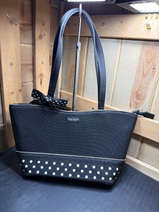 kate spade Handbags - Kate Spade Black & White Polka Dot Bow Ribbon Tote Shoulder Bag Women's Good